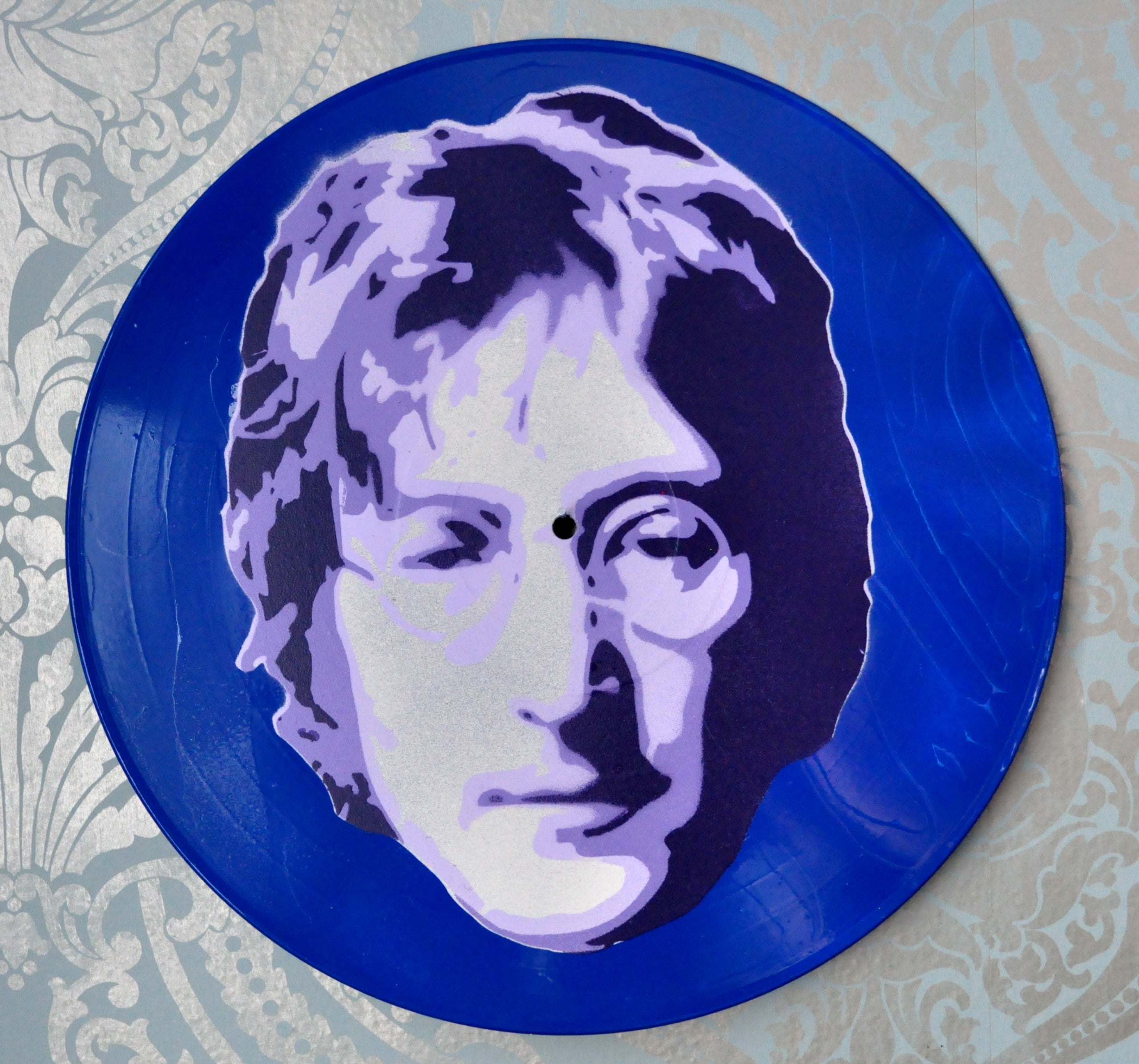 John lennon the beatles spray painted stencil vinyl record art v214